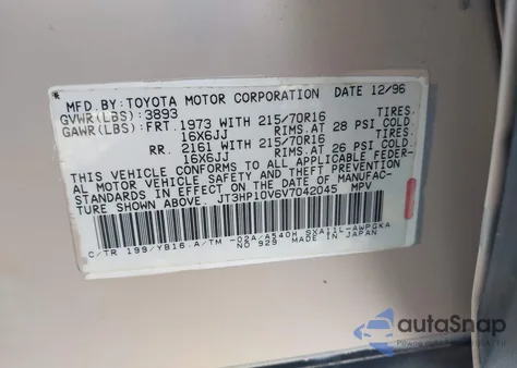 1997 Toyota Rav4 z USA, uszkodzony, nr VIN JT3HP10V6V7042045